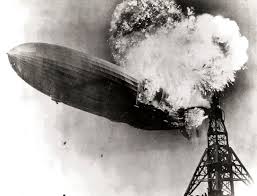 The Hindenburg caught fire as it began its descend