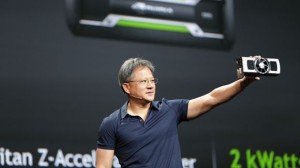 Nvidia CEO Jen-Hsung Huang displaying the GTX GeForce Titan Z at launch