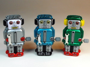 Sanko Seisakusyo (?????) ? Tin Wind Up ? Tiny Zoomer Robots ? Front